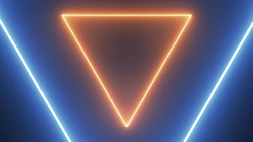 Abstract Background with Neon Triangles Seamless Loop