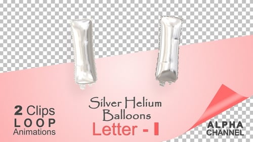 Looping Silver Foil Balloon Letter I Animation