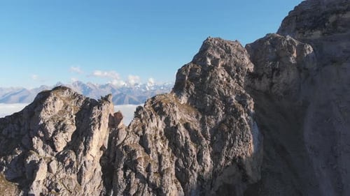 Aerial View of Fog in the Mountain Gorge