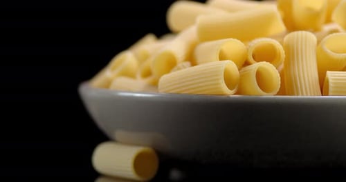 Close Up View of Rigatoni Pasta in Bowl