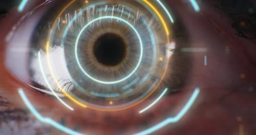 Eye with Computer Graphics Overlay Close Up