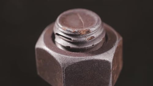 Macro Shot of Rusted Bolt and Nut
