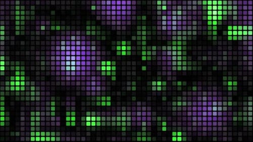 Animated Geometric Grid with Changing Colorful Pixels