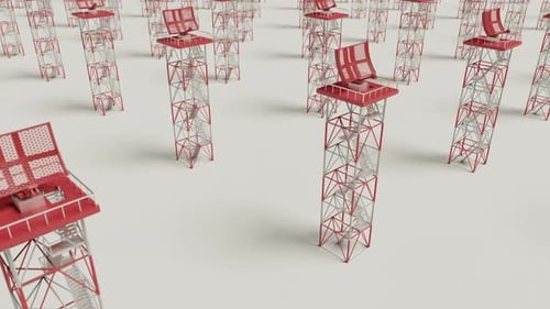 Rotating Radar Towers Array Animation