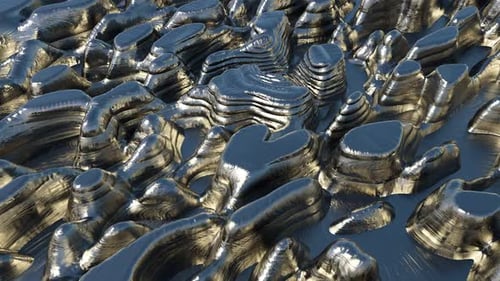 Shiny Fluid Metallic Waves Abstract Motion Background