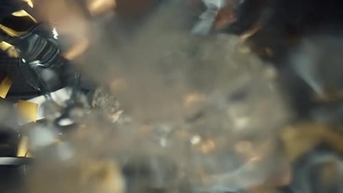 View From Inside and Top Glass of Pour Sparkling Champagne with Bubbles in Slow Motion