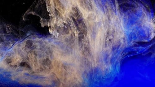 Golden and Blue Abstract Swirls on Black