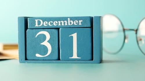 Wooden Block Calendar Displays December 31st Date