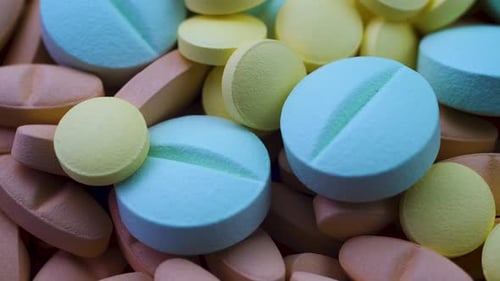 Close Up of Colorful Pills and Tablets