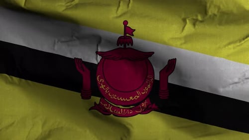 Realistic Waving Flag of Brunei Darussalam Seamless Loop