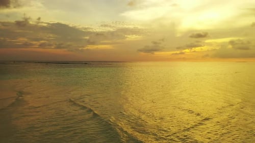 Aerial landscape of tranquil bay beach lifestyle by blue ocean with white sand background of journey