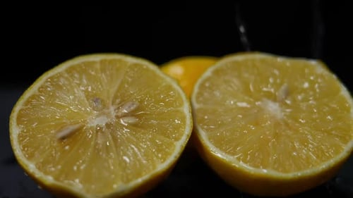 Bright Yellow Lemon Cut in Half
