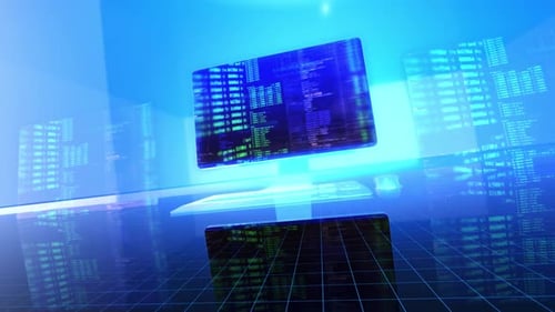 Grid Background With Computer Code 3