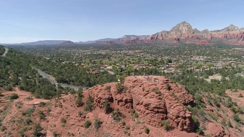 Aerial view of Sedona and tourists