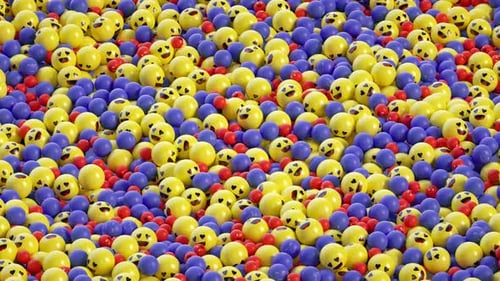 Animated Emojis and Colorful Balls Looping Background