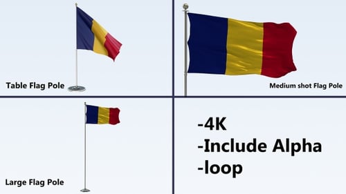 Animated Waving Romanian Flag Collection with Alpha Channel