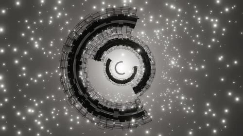 Flight in abstract sci-fi tunnel seamless loop. Futuristic motion graphics, high tech background