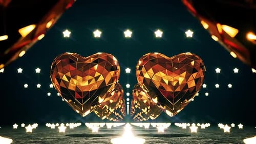 Golden Disco Hearts And Stars