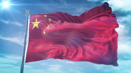 Realistic China Flag Waving Loop Animation