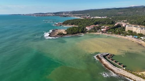Hotels on the beach aerial view Turkey Alanya 4 K
