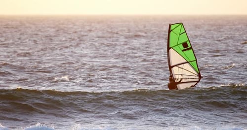 Male Surfer Windsurfing in The Beach 4k