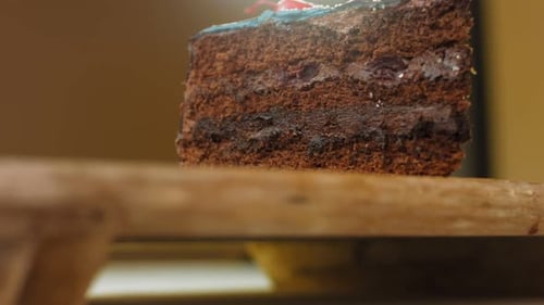 Decadent Chocolate Cake Slice Close Up