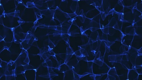 Animation of fractal blue lines on a black background. Concept of futuristic animation.
