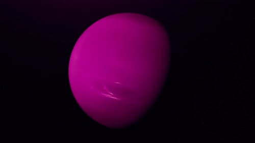 Abstraction colorée d'une planète violette inconnue tournant parmi les étoiles infinies de l'espace