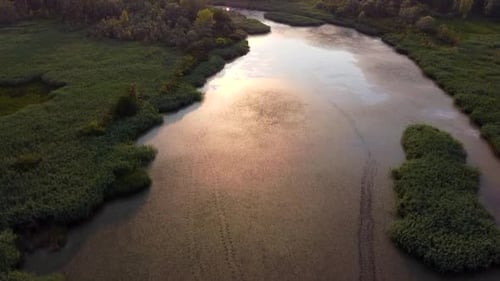 River Sunset Aerial View
