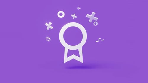 Premio: icono 3D sobre un bucle de animación sin fisuras 4k de fondo morado simple