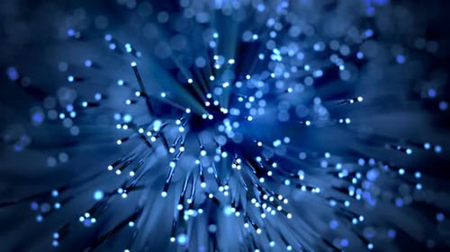Glowing Blue Fiber Optic Network Data Flow Background