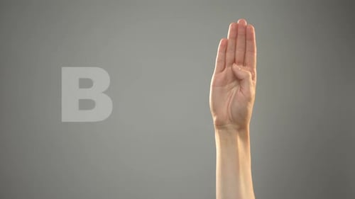 Letter B in Sign Language, Hand on Background, Communication for Deaf, Lesson