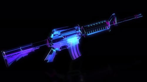 Neon Sci-Fi Weapon Hologram Scan