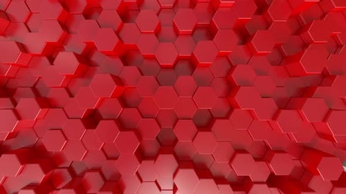 Animated Red Hexagons Abstract Waving Background