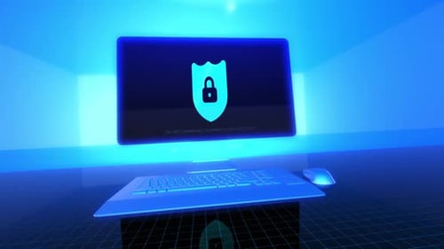 Futuristic Glowing Security Shield Animation