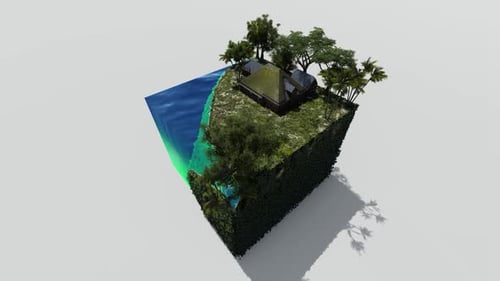 Isometric beach and ocean waves