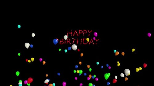 Colorful Balloons Rising with Animated Text Reveal