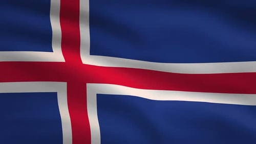 Iceland National Flag Waving Loop Animation