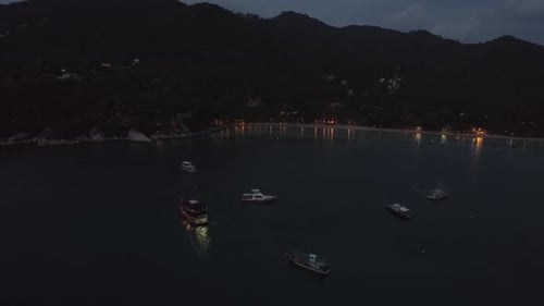 Night Beach with Boats