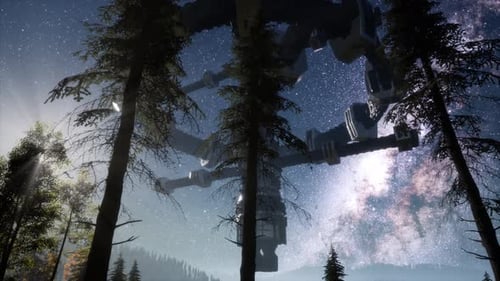 UFO Hovering Over Forest