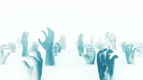Abstract 3D Animated Hands Reaching Upward Motion Graphic