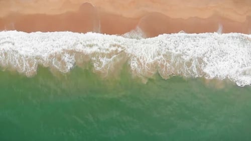 Aerial Drone Shot View the Ocean of the Ocean Waves, Beautiful Waves Do Not End Frames One By One