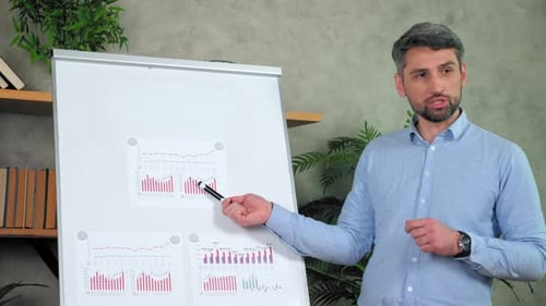 Man Presenting Charts in Corporate Setting
