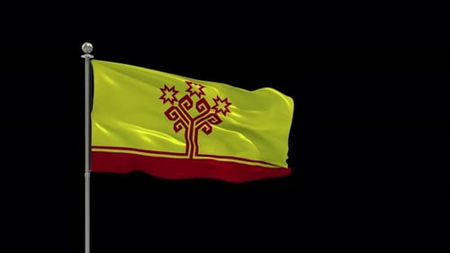 Animated Decorative Flag Waving with Ethnic Pattern