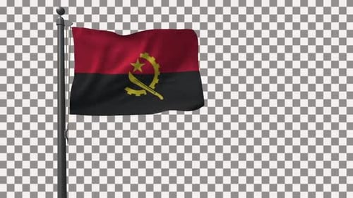 Waving Angolan Flag on Transparent Background