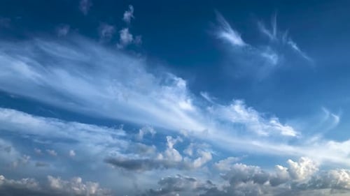 Beautiful Clouds Float on the Blue Sky Time Lapse