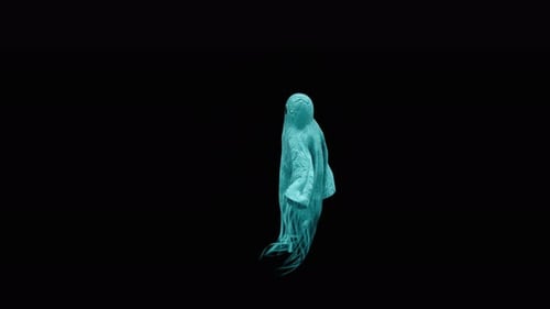 Animated Teal Ghost Character Haunting Loop for Halloween