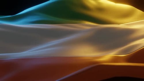 Elegant 3D Waving Fabric Green White Orange Animation