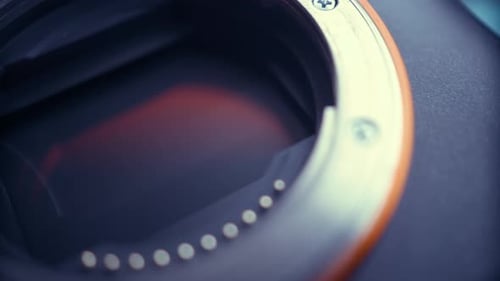 digital matrix of a camera with a working shutter shot close-up