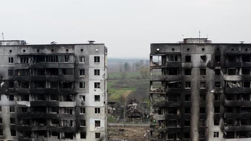 Residential Soviet Building Razed to the Ground By Heavy Airbombs Fab500 Dropped By Russian Bomber